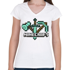 PRINTFASHION Minecraft - Női V-nyakú póló - Fehér