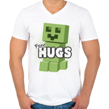 PRINTFASHION Minecraft ölelés - Férfi V-nyakú póló - Fehér férfi póló