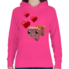 PRINTFASHION Minecraft pig love - Női kapucnis pulóver - Fukszia