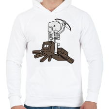 PRINTFASHION Minecraft pók lovagló - Férfi kapucnis pulóver - Fehér férfi pulóver, kardigán