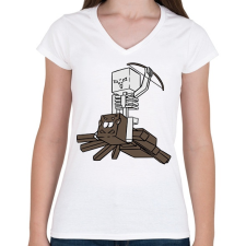 PRINTFASHION Minecraft pók lovagló - Női V-nyakú póló - Fehér női póló