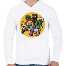 PRINTFASHION Minecraft RUN - Férfi kapucnis pulóver - Fehér férfi pulóver, kardigán