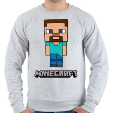 PRINTFASHION Minecraft - Steve - Férfi pulóver - Sport szürke