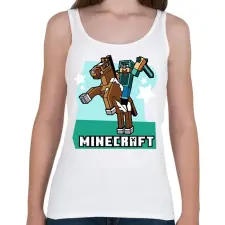 PRINTFASHION Minecraft Steve lovas póló - Női atléta - Fehér női trikó