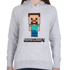 PRINTFASHION Minecraft - Steve - Női kapucnis pulóver - Sport szürke