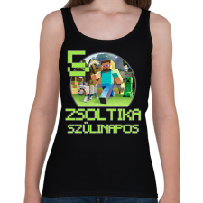 PRINTFASHION Minecraft születésnap - Egyedi névvel - Női atléta - Fekete női trikó