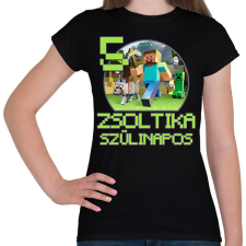 PRINTFASHION Minecraft születésnap - Egyedi névvel - Női póló - Fekete női póló