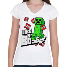 PRINTFASHION Minecraft TNT - Női V-nyakú póló - Fehér női póló