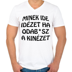PRINTFASHION Minek ide... - Férfi V-nyakú póló - Fehér