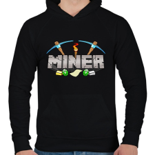 PRINTFASHION Miner - Férfi kapucnis pulóver - Fekete férfi pulóver, kardigán