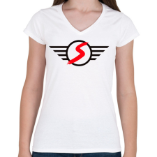 PRINTFASHION Mini Cooper S - Női V-nyakú póló - Fehér női póló