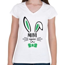 PRINTFASHION Mini nyuszi - fiú - Női V-nyakú póló - Fehér női póló