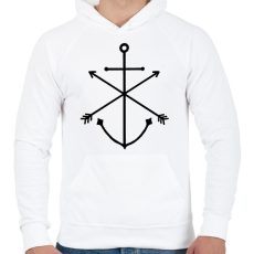 PRINTFASHION Minimal Anchor  - Férfi kapucnis pulóver - Fehér