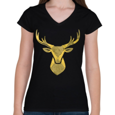 PRINTFASHION Minimal szarvas - Női V-nyakú póló - Fekete