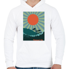 PRINTFASHION Minimalista Tájkép - Férfi kapucnis pulóver - Fehér férfi pulóver, kardigán