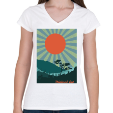 PRINTFASHION Minimalista Tájkép - Női V-nyakú póló - Fehér