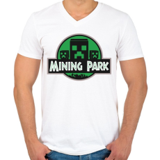 PRINTFASHION Mining Park - Férfi V-nyakú póló - Fehér