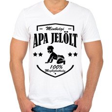 PRINTFASHION Minőségi apajelölt - Férfi V-nyakú póló - Fehér