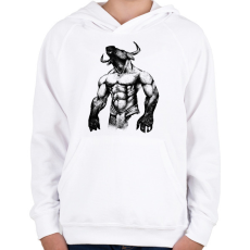 PRINTFASHION Minotaurus - Gyerek kapucnis pulóver - Fehér