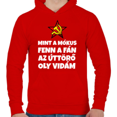 PRINTFASHION MINT A MÓKUS FENN A FÁN - Férfi kapucnis pulóver - Piros