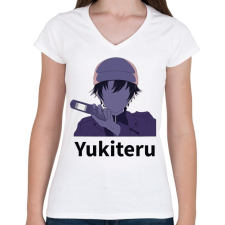 PRINTFASHION Mirai Nikki - Yukiteru - Női V-nyakú póló - Fehér női póló