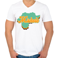 PRINTFASHION Miskolc - Férfi V-nyakú póló - Fehér