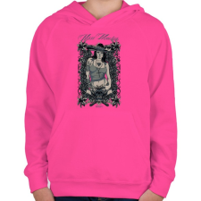 PRINTFASHION Miss macséta - Gyerek kapucnis pulóver - Fukszia gyerek pulóver, kardigán