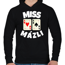 PRINTFASHION MISS MÁZLI - Férfi kapucnis pulóver - Fekete
