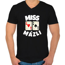 PRINTFASHION MISS MÁZLI - Férfi V-nyakú póló - Fekete férfi póló