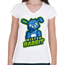PRINTFASHION Mister Rabbit - Női V-nyakú póló - Fehér női póló