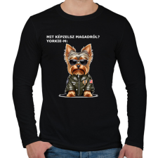 PRINTFASHION MIT KÉPZELSZ MAGARÓL - YORKIE - Férfi hosszú ujjú póló - Fekete férfi póló