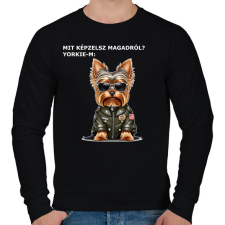 PRINTFASHION MIT KÉPZELSZ MAGARÓL - YORKIE - Férfi pulóver - Fekete férfi pulóver, kardigán