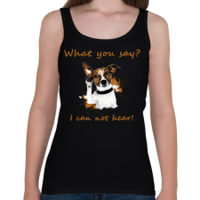 PRINTFASHION Mit mondasz? Nem hallom! - Női atléta - Fekete női trikó