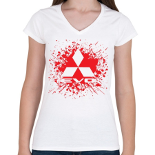 PRINTFASHION Mitsubishi Lancer Evo - Női V-nyakú póló - Fehér női póló