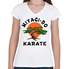 PRINTFASHION Miyagi-Do Karate - Női V-nyakú póló - Fehér