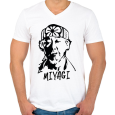 PRINTFASHION Miyagi sensei - Férfi V-nyakú póló - Fehér