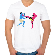 PRINTFASHION MMA - Férfi V-nyakú póló - Fehér férfi póló