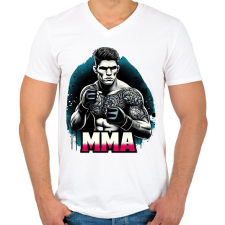 PRINTFASHION MMA - Férfi V-nyakú póló - Fehér férfi póló