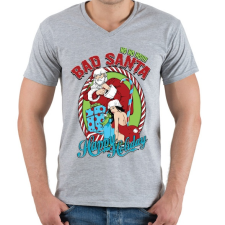 PRINTFASHION Mocskos Télapó - Férfi V-nyakú póló - Sport szürke férfi póló