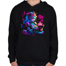 PRINTFASHION Modern hercegnő - Gyerek kapucnis pulóver - Fekete