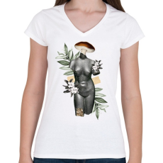 PRINTFASHION Modern szobor - Női V-nyakú póló - Fehér
