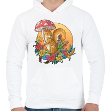 PRINTFASHION Mókus az esőben - Férfi kapucnis pulóver - Fehér férfi pulóver, kardigán