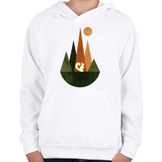 PRINTFASHION Mókus és hegyek 2 - Gyerek kapucnis pulóver - Fehér