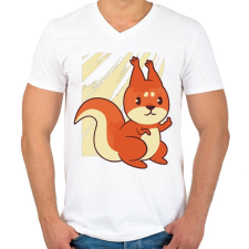 PRINTFASHION Mókus - Férfi V-nyakú póló - Fehér férfi póló