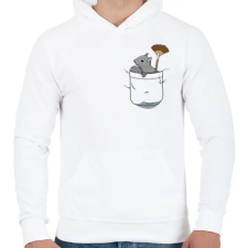 PRINTFASHION Mókus zsebben - Férfi kapucnis pulóver - Fehér férfi pulóver, kardigán