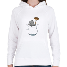 PRINTFASHION Mókus zsebben - Női kapucnis pulóver - Fehér