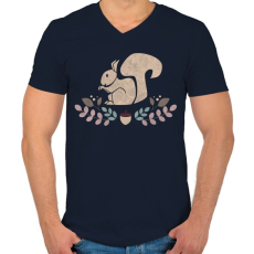 PRINTFASHION Mókusos  - Férfi V-nyakú póló - Sötétkék