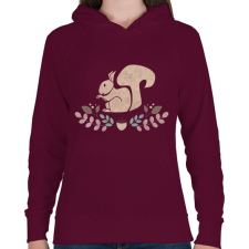 PRINTFASHION Mókusos  - Női kapucnis pulóver - Bordó női pulóver, kardigán
