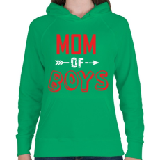 PRINTFASHION Mom of boys - Női kapucnis pulóver - Zöld