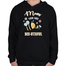 PRINTFASHION Mom you are bee-utiful! - Gyerek kapucnis pulóver - Fekete